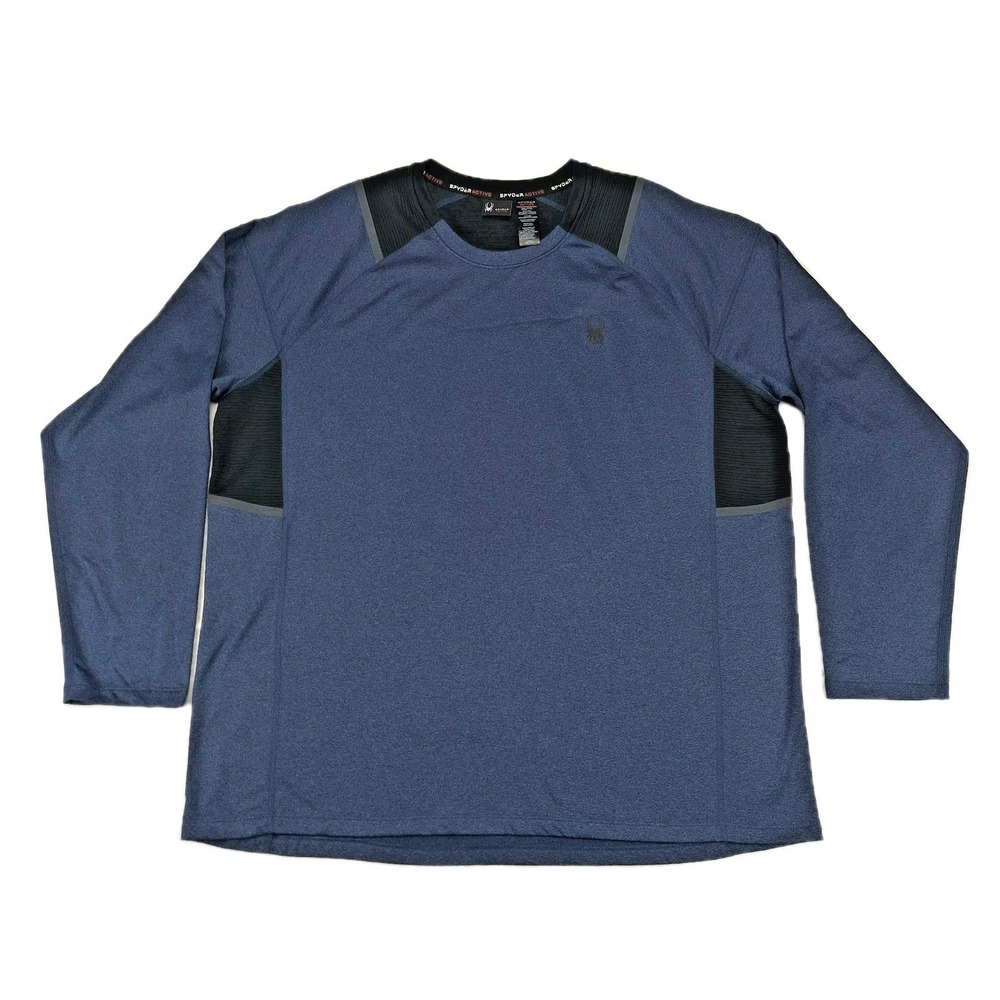 Spyder Active Mens XXL Blue Heathered Long Sleeve Performance Shirt SPM100U